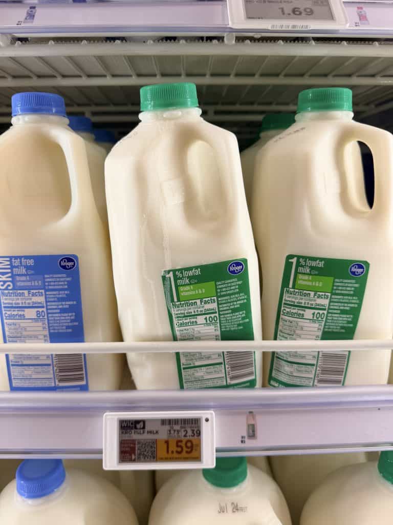 kroger half gallon milk shelf image