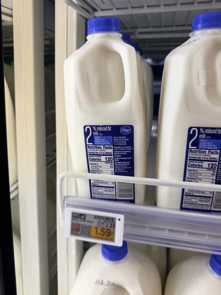kroger half gallon milk shelf image