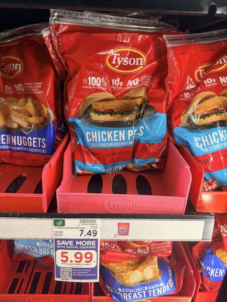 Tyson Frozen Chicken Kroger Shelf Image