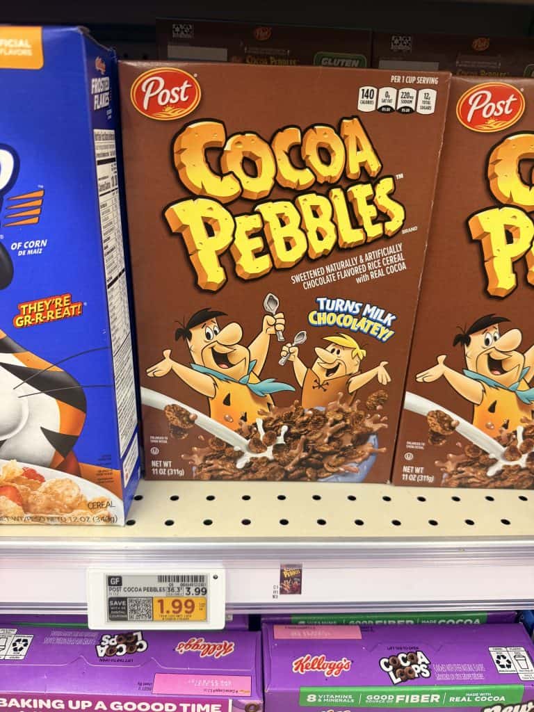 Post Pebbles Cereal Kroger shelf image
