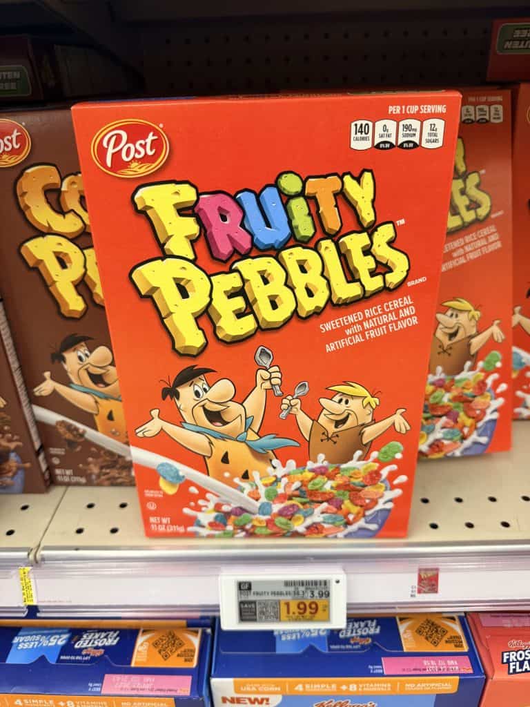 Post Pebbles Cereal Kroger shelf image
