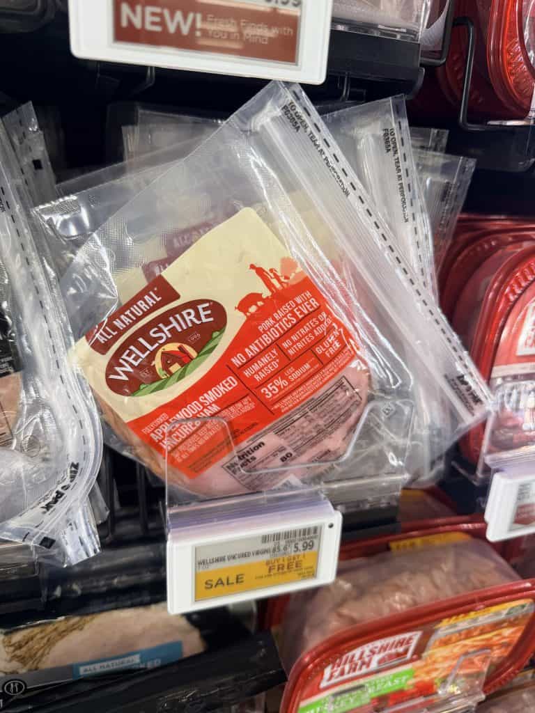 wellshire lunch meat and turkey bacon kroger shelf image