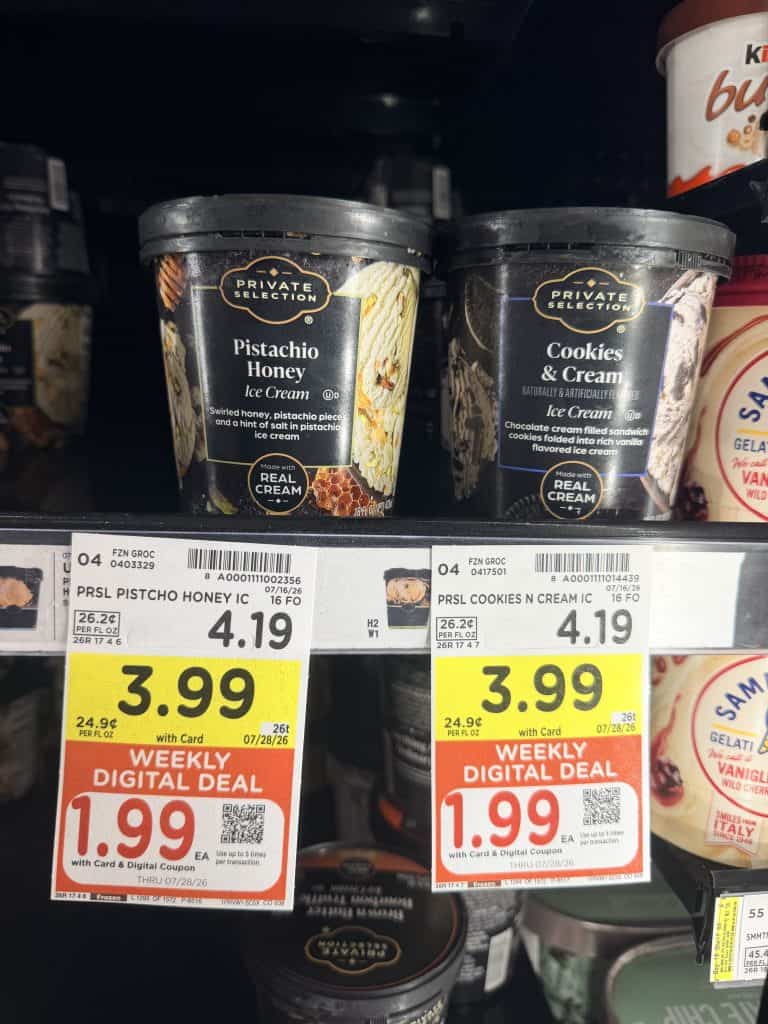 Kroger and Private Selection Ice Cream Kroger Shelf Image