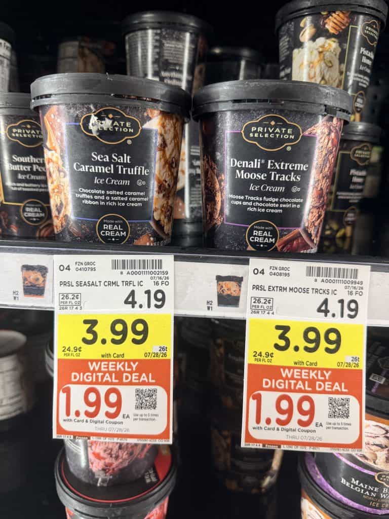 Kroger and Private Selection Ice Cream Kroger Shelf Image