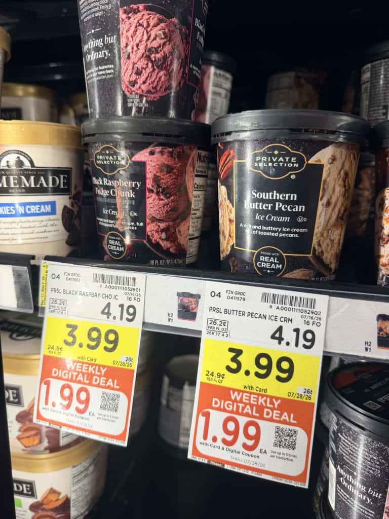 Kroger and Private Selection Ice Cream Kroger Shelf Image