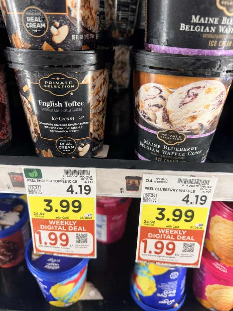 Kroger and Private Selection Ice Cream Kroger Shelf Image