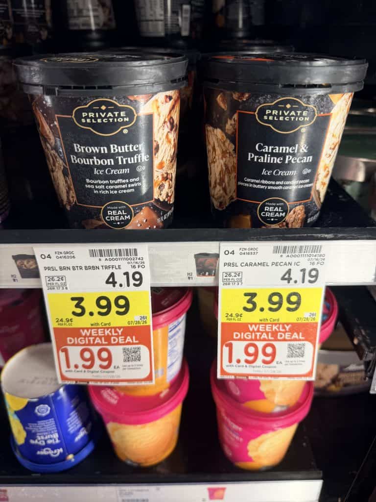 Kroger and Private Selection Ice Cream Kroger Shelf Image