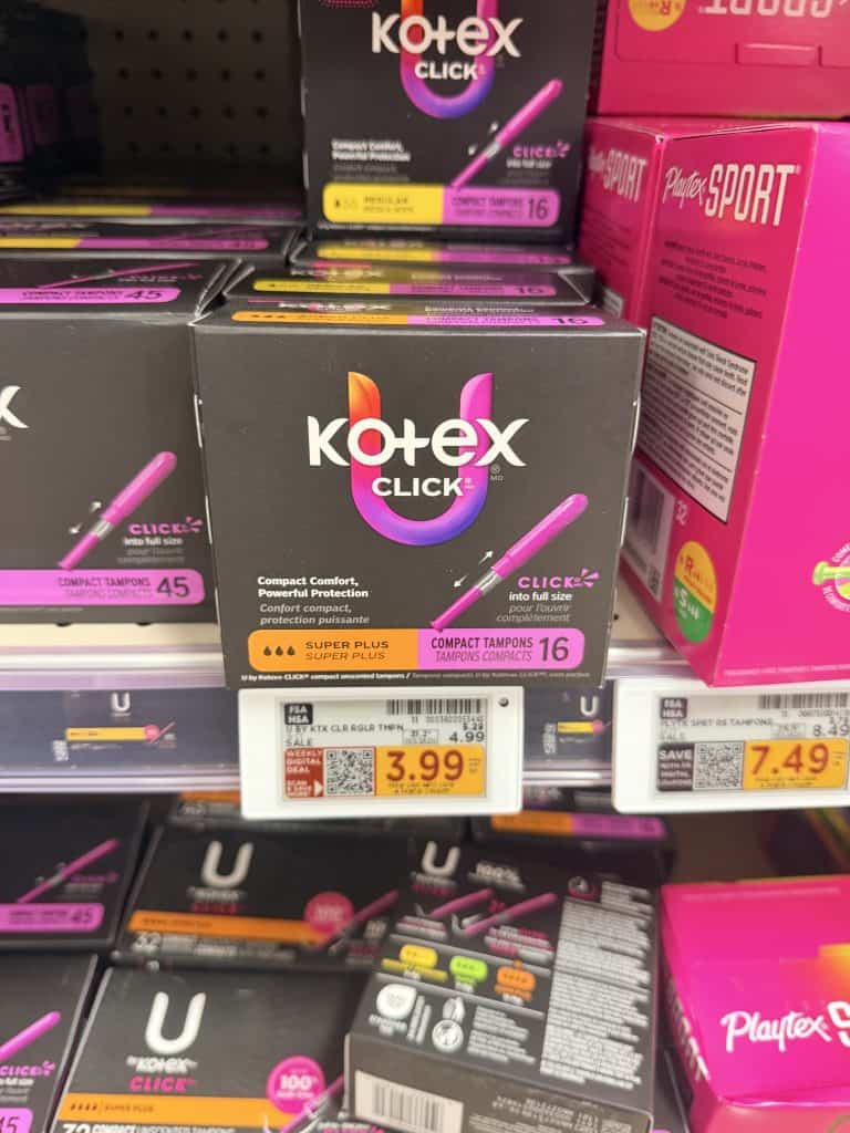 U by Kotex Pads, Liners and Tampons Kroger Weekly Digital Deal shelf image
