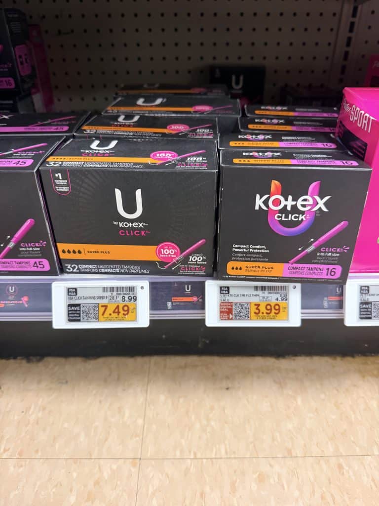 U by Kotex Pads, Liners and Tampons Kroger Weekly Digital Deal shelf image