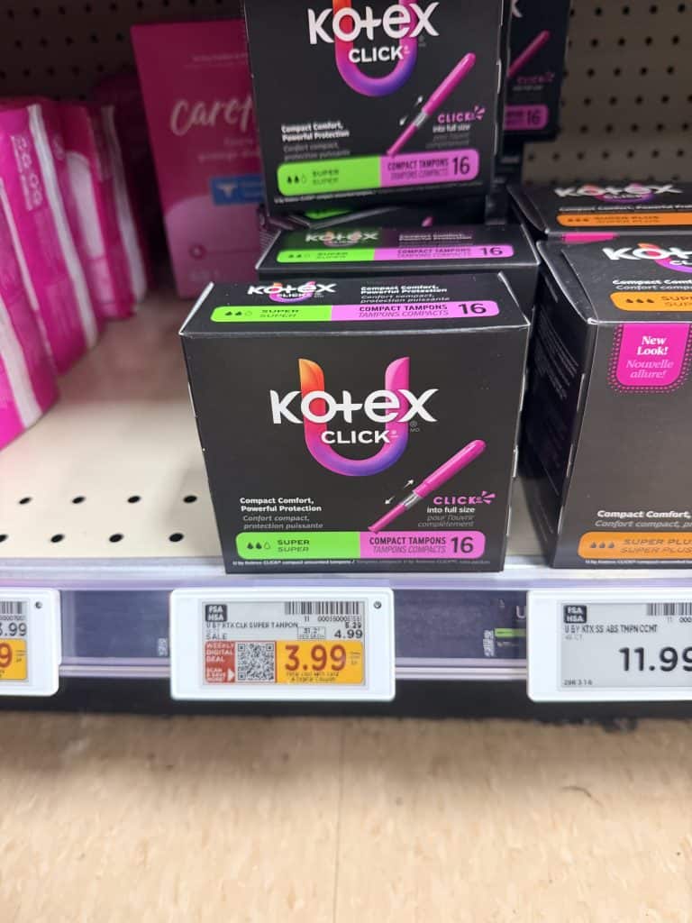 U by Kotex Pads, Liners and Tampons Kroger Weekly Digital Deal shelf image