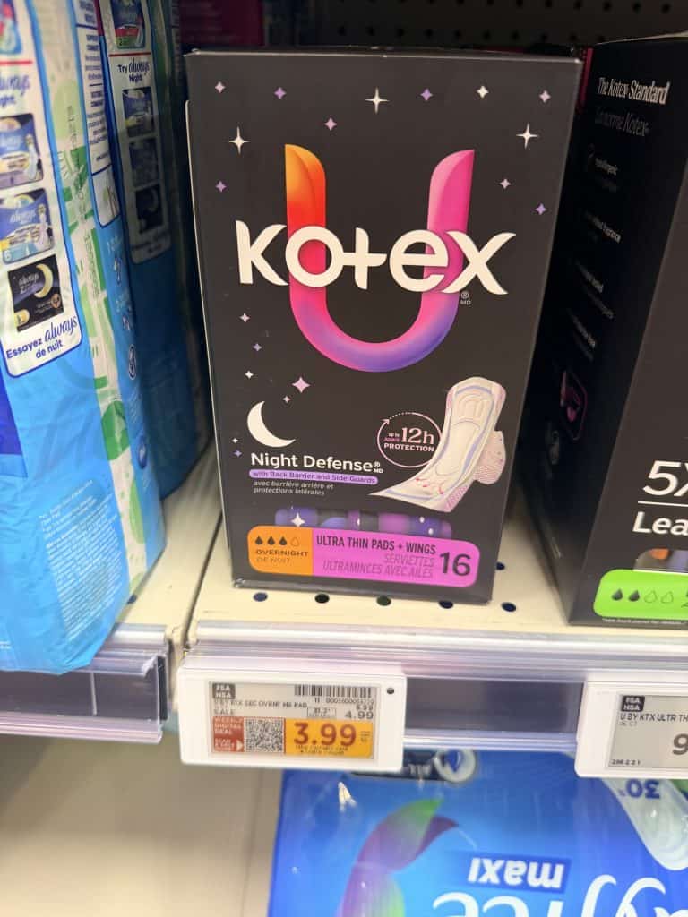U by Kotex Pads, Liners and Tampons Kroger Weekly Digital Deal shelf image