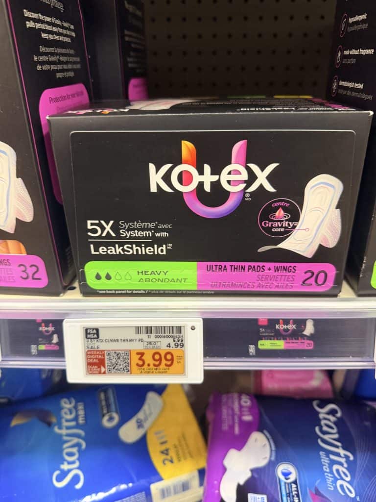 U by Kotex Pads, Liners and Tampons Kroger Weekly Digital Deal shelf image