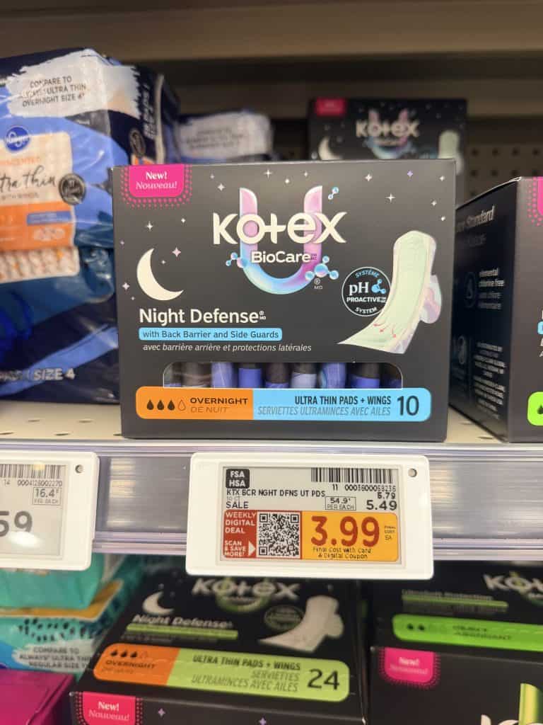 U by Kotex Pads, Liners and Tampons Kroger Weekly Digital Deal shelf image