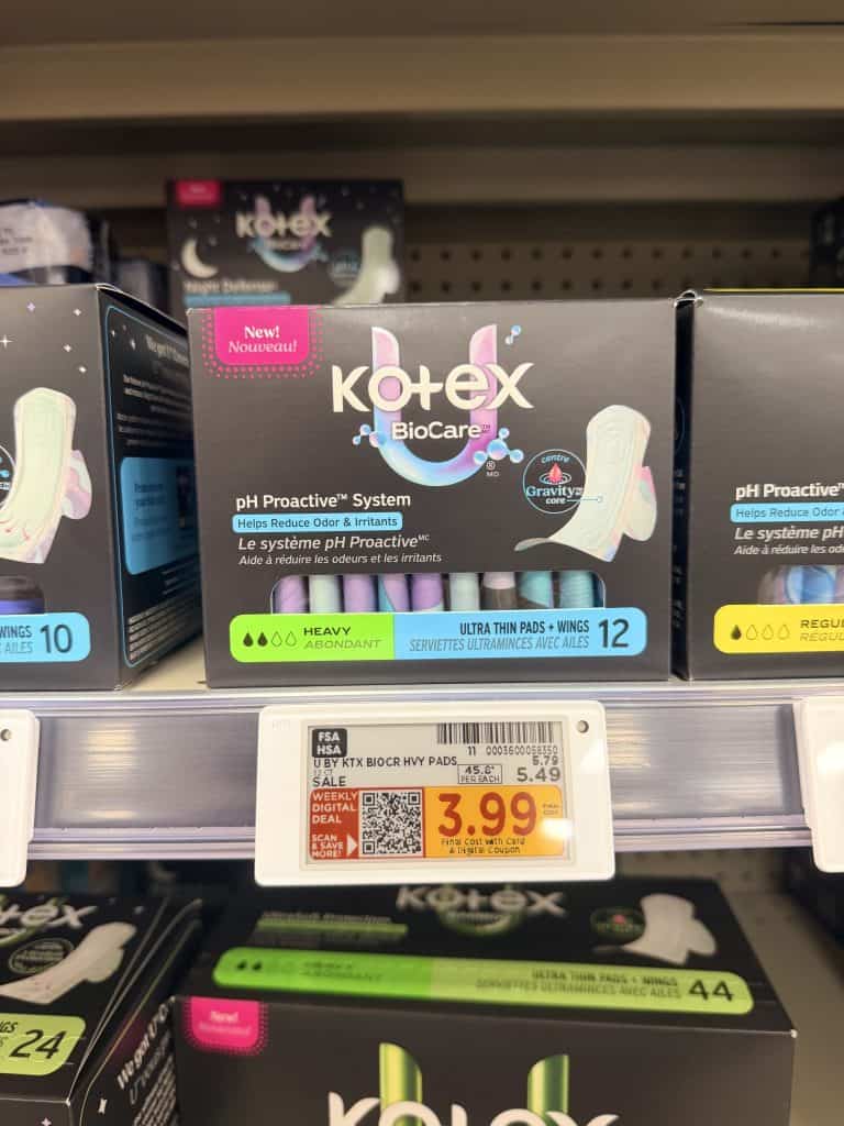 U by Kotex Pads, Liners and Tampons Kroger Weekly Digital Deal shelf image