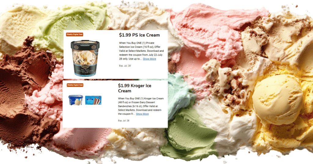 Private Selection Ice Cream and Kroger Ice Cream Kroger Digital coupons
