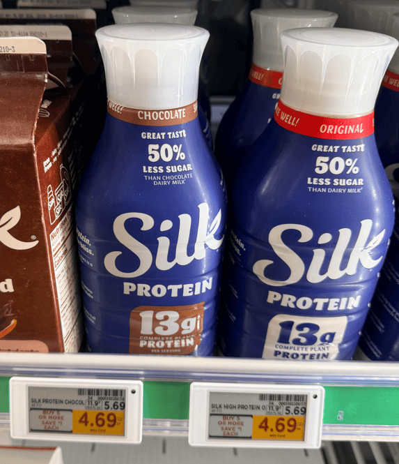Silk Protein Milk Kroger Shelf Image