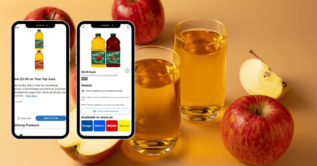 Tree Top Juice Kroger Digital Coupon and Ibotta Rebate