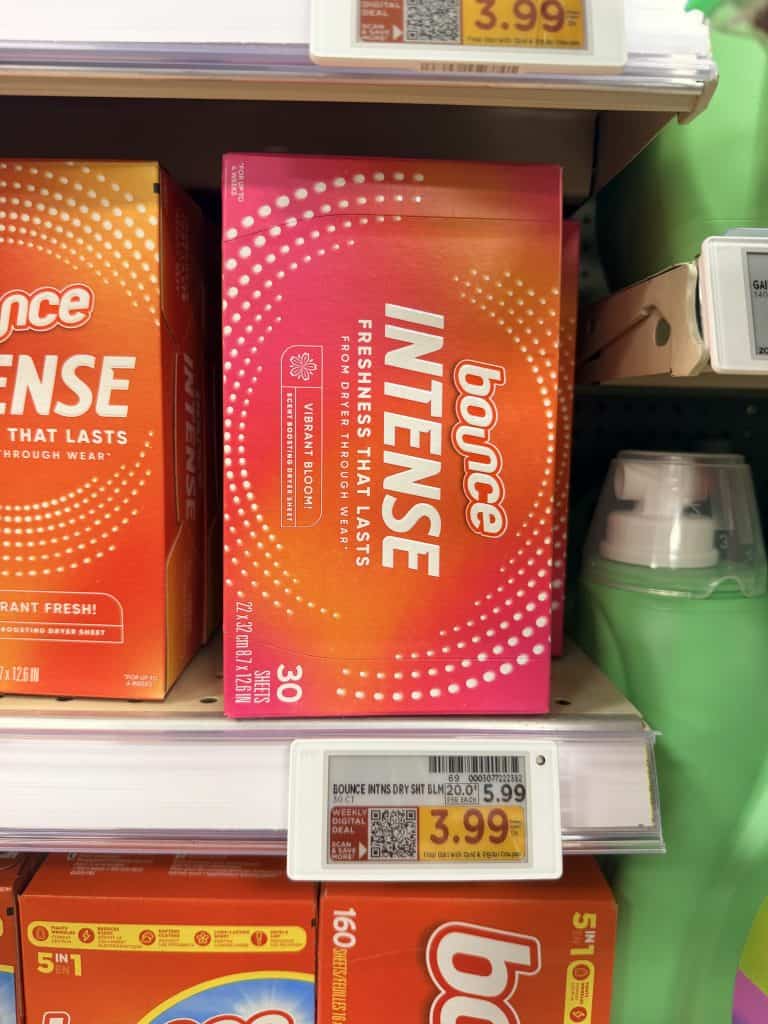 bounce, downy and gain kroger shelf image (1)