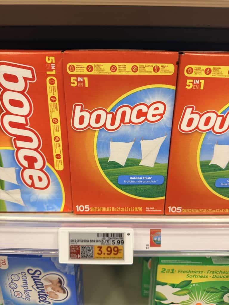 bounce, downy and gain kroger shelf image (1)