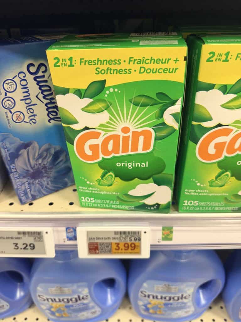 bounce, downy and gain kroger shelf image (1)