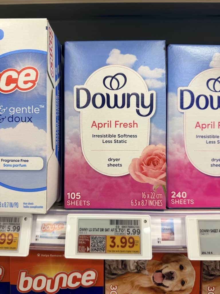bounce, downy and gain kroger shelf image (1)