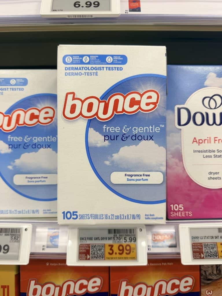 bounce, downy and gain kroger shelf image (1)