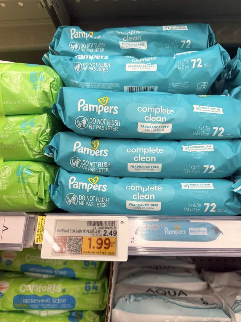 pamper wipes kroger shelf image (3)