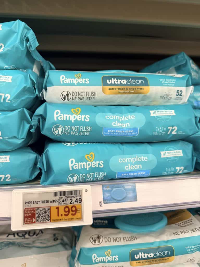 pamper wipes kroger shelf image (3)