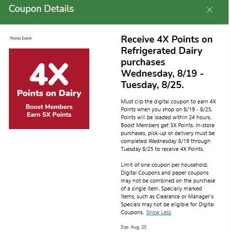 kroger digital coupon 4x fuel points dairy de