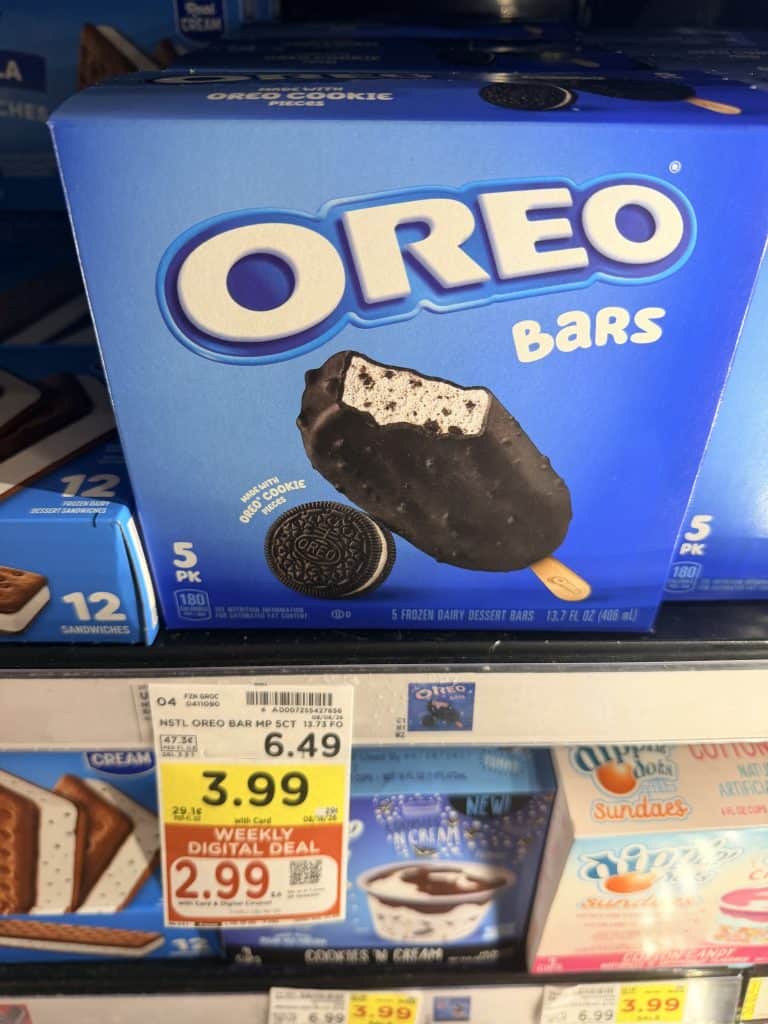 Oreo Bars and Drumstick Cones Kroger Shelf Image