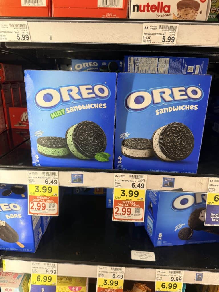 Oreo Bars and Drumstick Cones Kroger Shelf Image