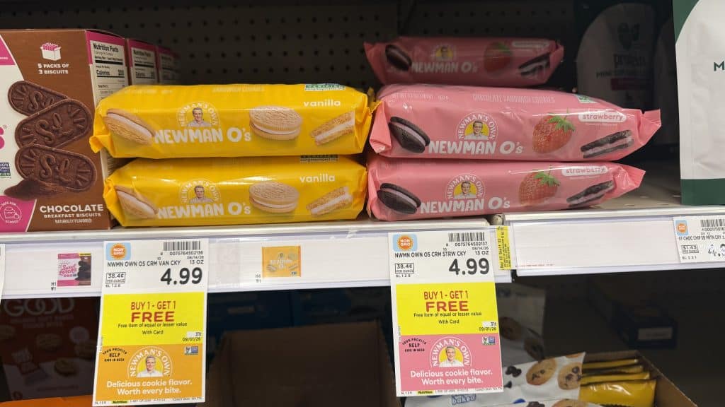 Newman O's Cookies Kroger Shelf Image