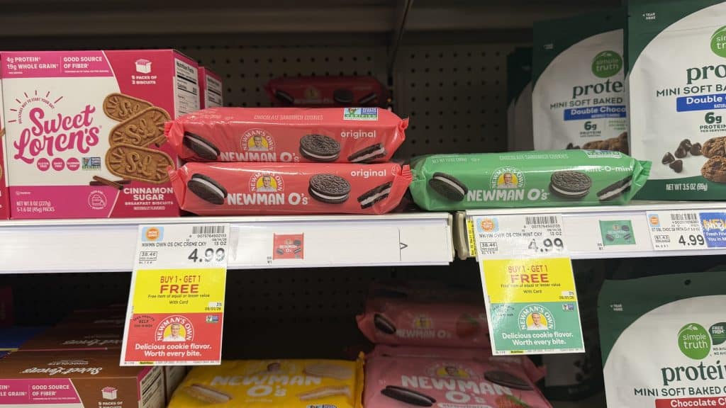 Newman O's Cookies Kroger Shelf Image