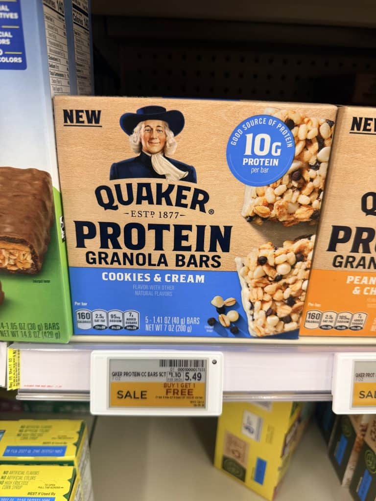 Quaker Protein Granola Bars Kroger Shelf Image