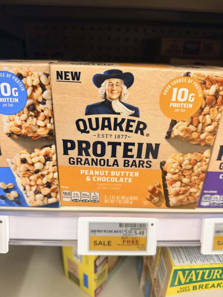 Quaker Protein Granola Bars Kroger Shelf Image