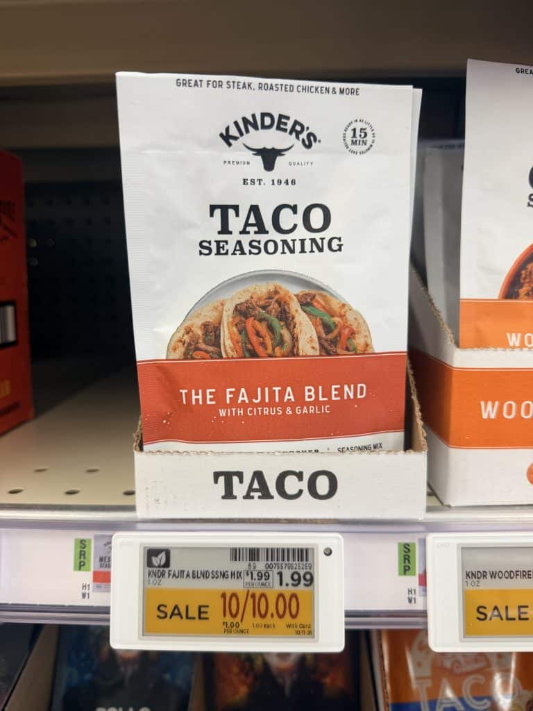 Kinder's Seasoning Kroger shelf image