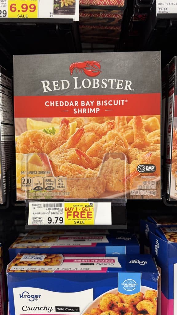 Red Lobster Frozen Shrimp and Cod Kroger Shelf Image