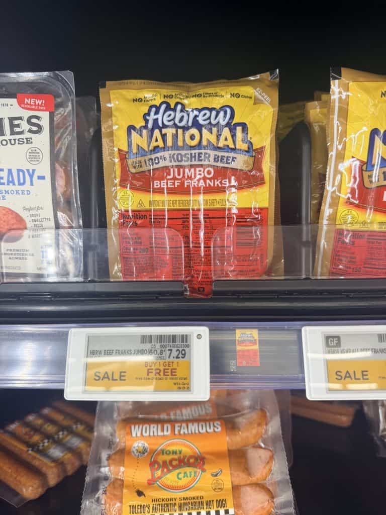 Hebrew National Beef Franks Kroger Shelf Image