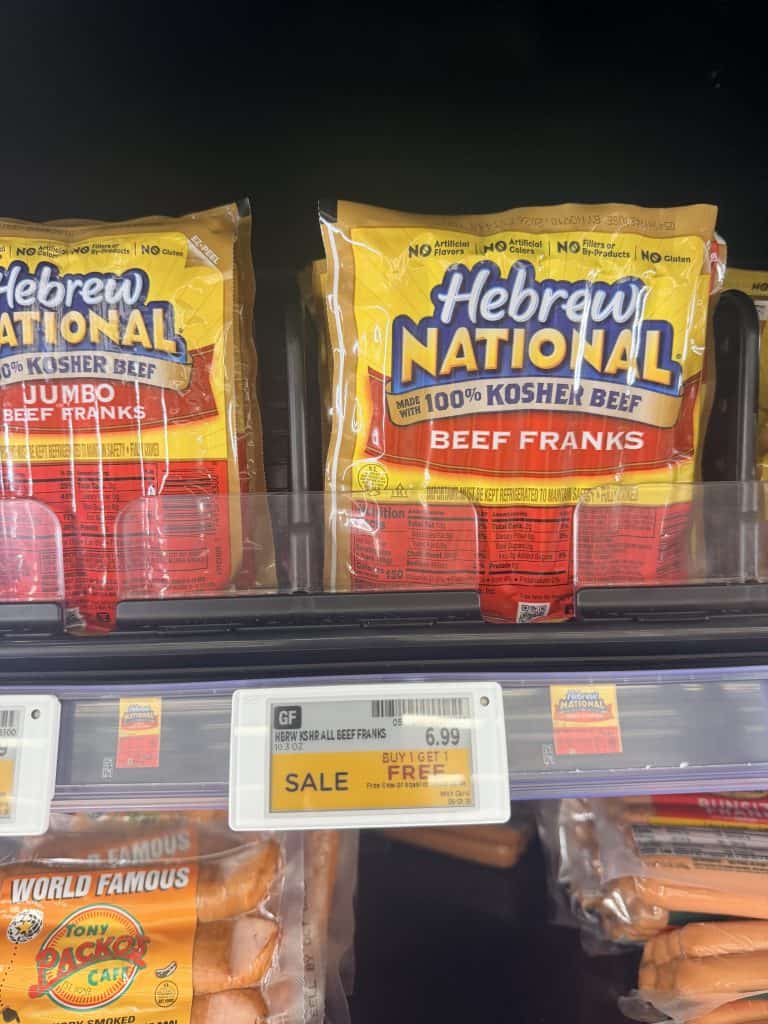 Hebrew National Beef Franks Kroger Shelf Image