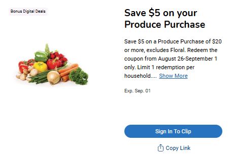 Produce Kroger Digital Coupon