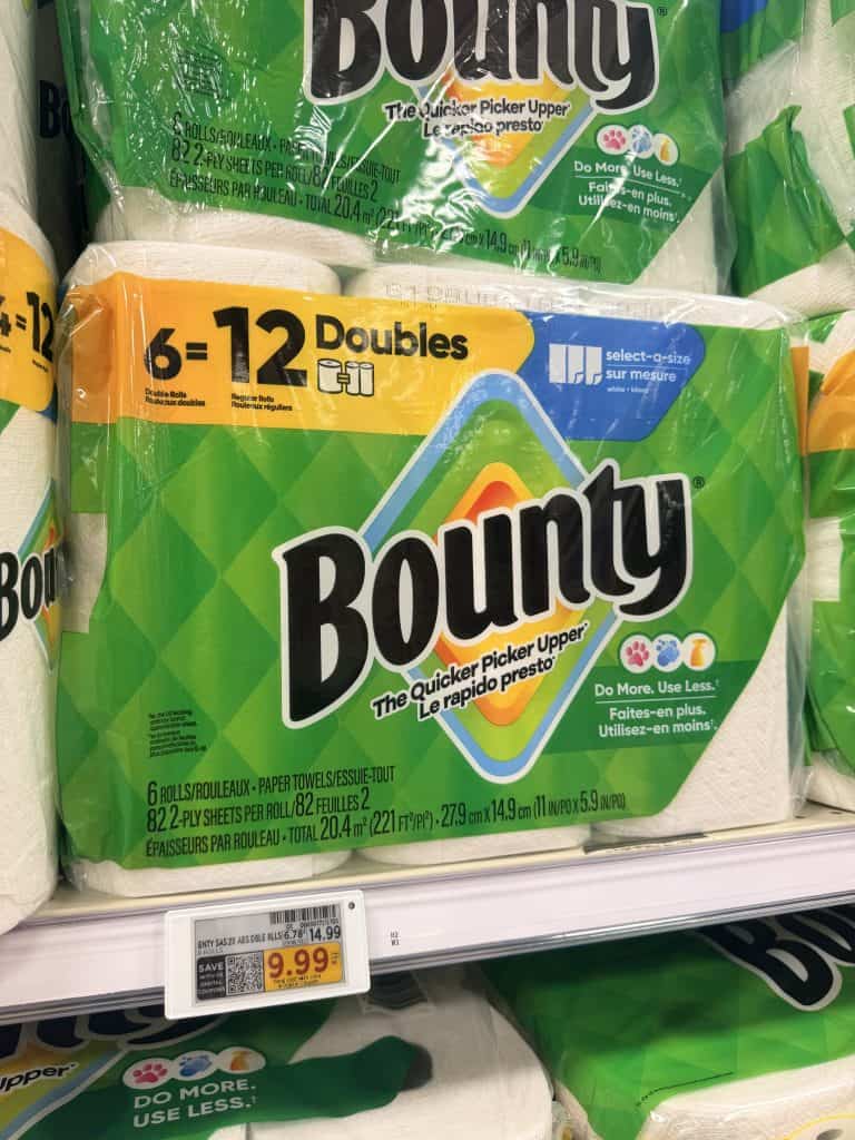 bounty paper towels kroger shelf image (1)