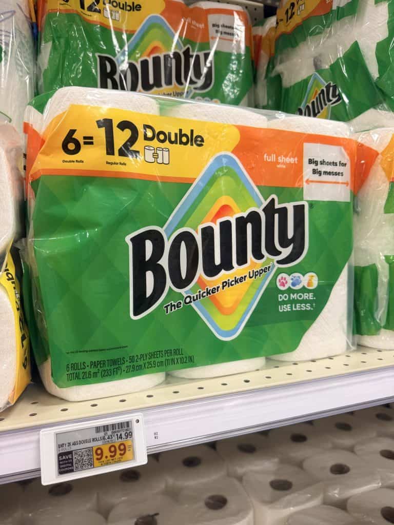 bounty paper towels kroger shelf image (1)