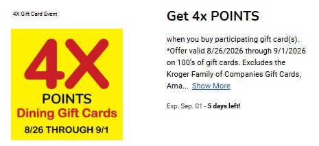 dining gift cards kroger digital coupon