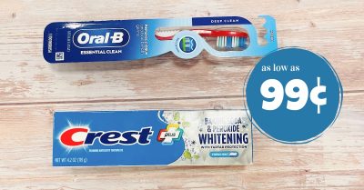 oral b toothbrush and crest toothpaste. kroger krazy