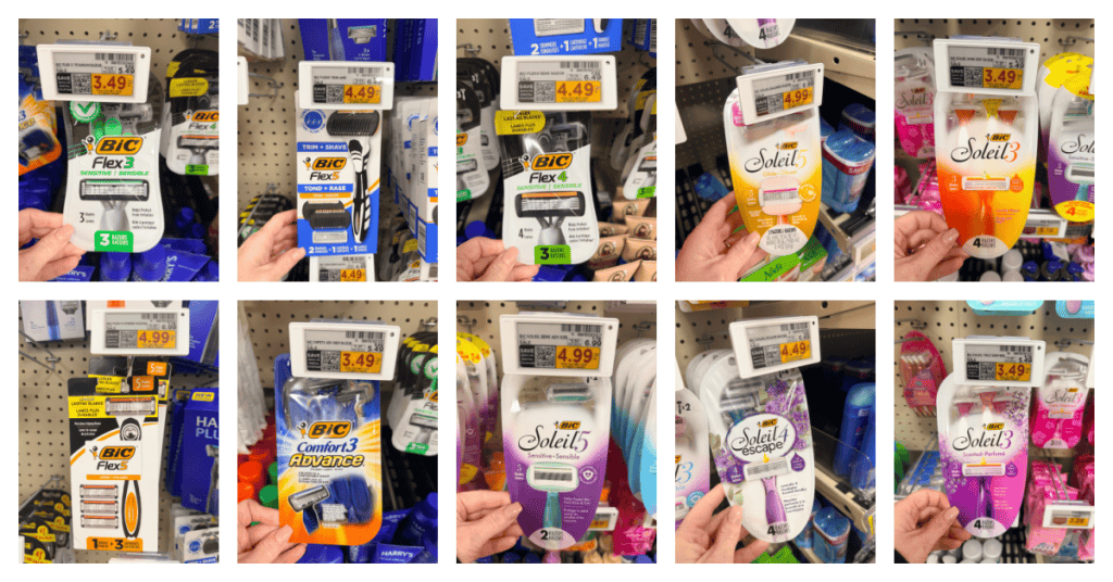BIC DIsposable Razors Kroger Shelf Images