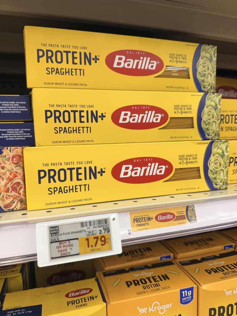 Barilla Protein Pasta Kroger Shelf Image