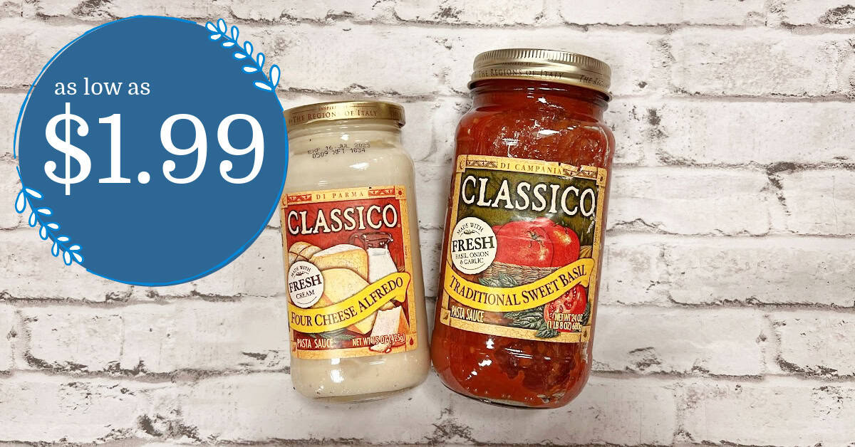 Classico Pasta Sauce as low as $1.99!