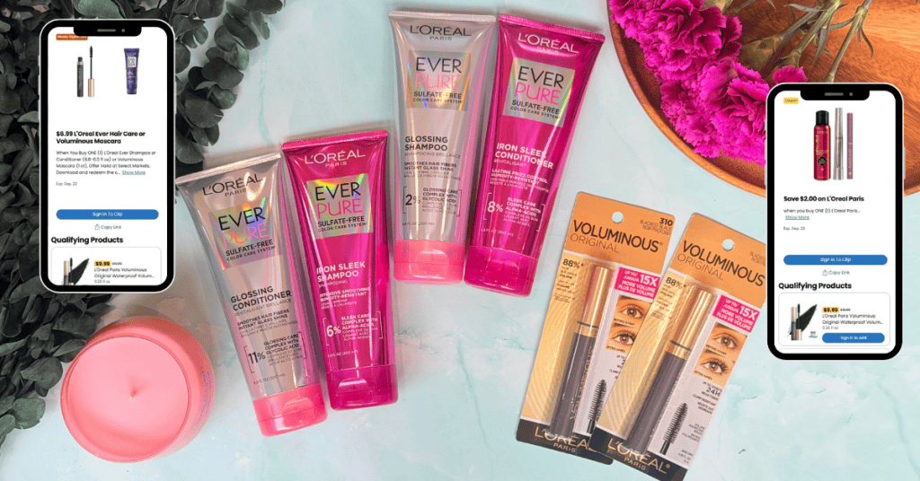 L'Oreal Paris Ever Pure Shampoo and Conditioner and Voluminous Mascara Kroger Digital Coupon