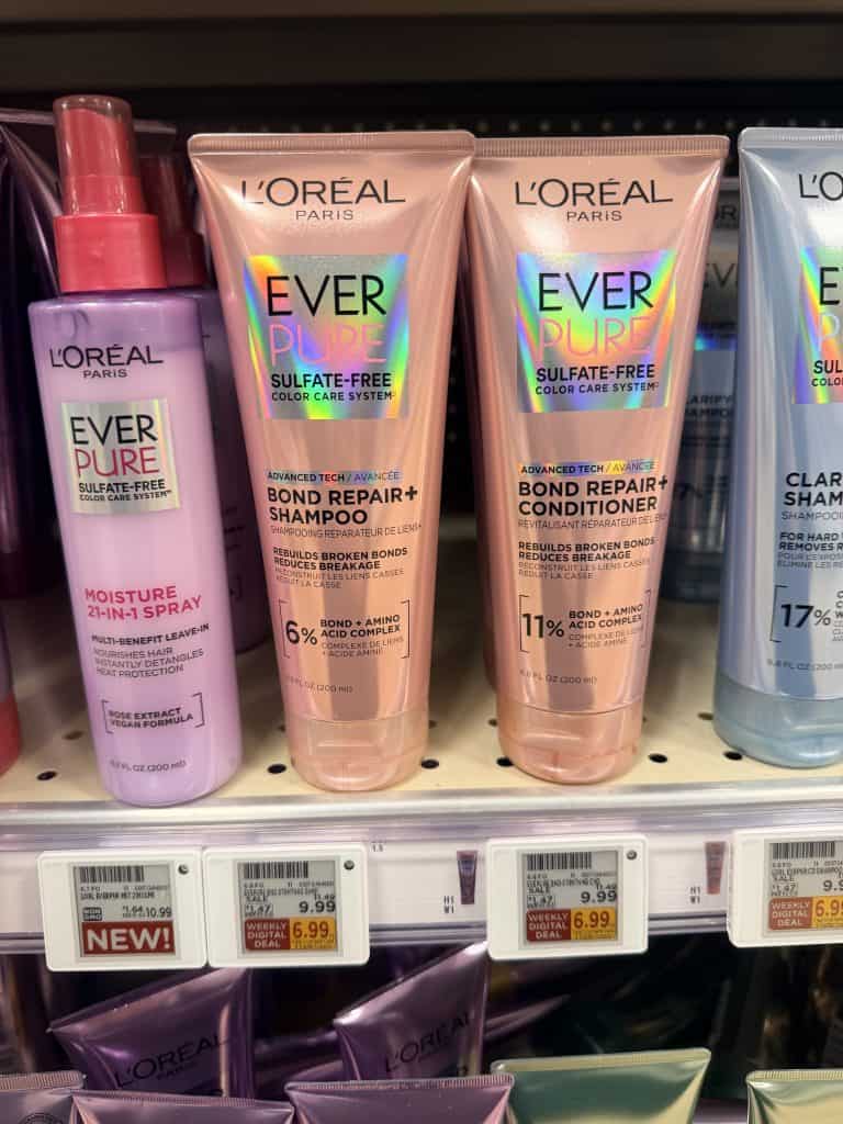 L'oreal Paris EverPure Shampoo  and Conditioner Kroger Shelf Image
