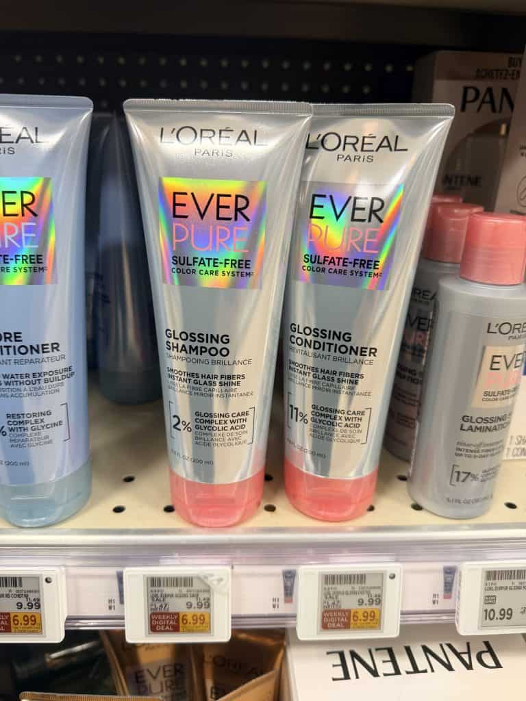 L'oreal Paris EverPure Shampoo  and Conditioner Kroger Shelf Image